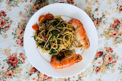 High angle view of meal served in plate