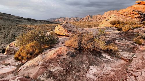 Scenic view of rock formation against sky