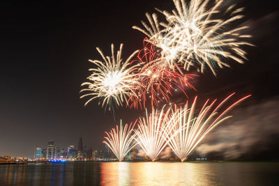 Beautiful fireworks in the doha corniche, qatar.