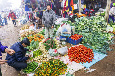 Various fruits for sale at market stall