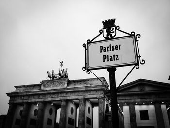 Low angle view of information sign