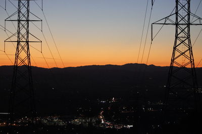 Electricity pylon at sunset