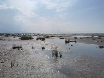 Scenic view of land against sky during winter