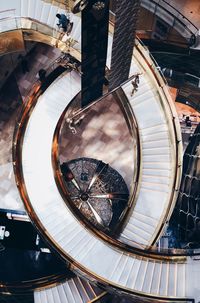 High angle view of spiral staircase