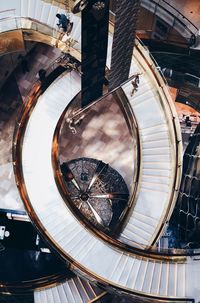 High angle view of spiral staircases
