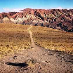 View of rock formations in desert