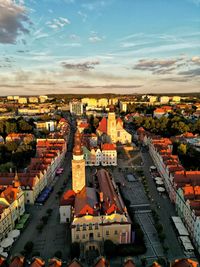 High angle view of townscape against sky