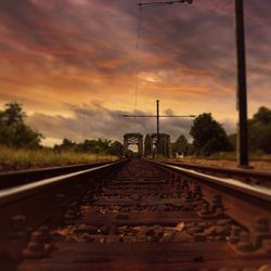 Railroad track at sunset