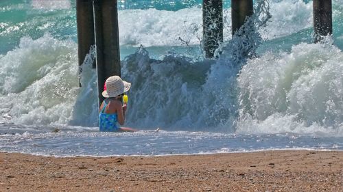 Man splashing water