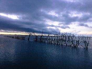 Scenic view of dramatic sky over sea