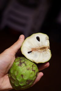 Close-up of hand holding fruit