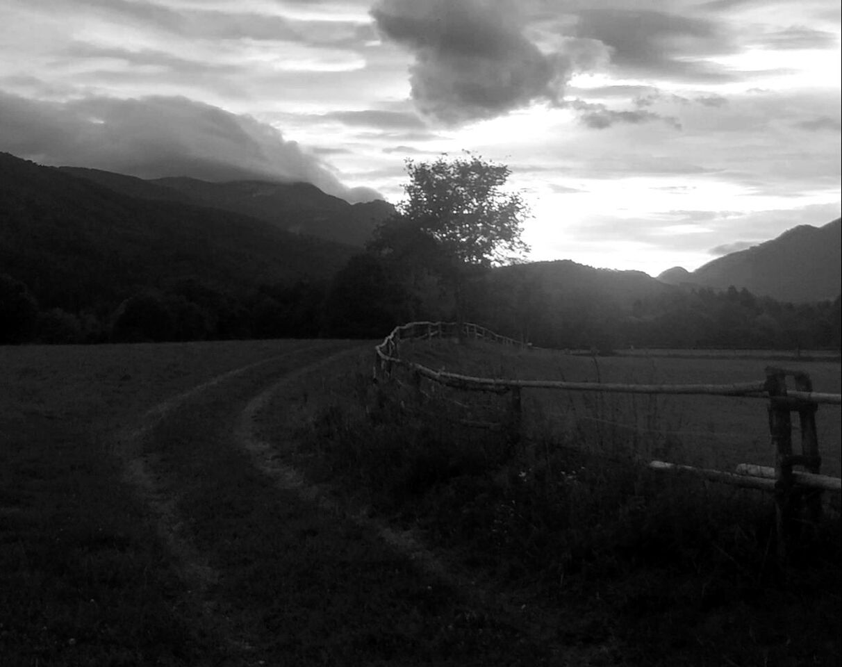 cloud - sky, sky, mountain, beauty in nature, scenics - nature, tranquility, tranquil scene, environment, landscape, nature, mountain range, no people, land, road, transportation, plant, day, tree, non-urban scene, field, outdoors