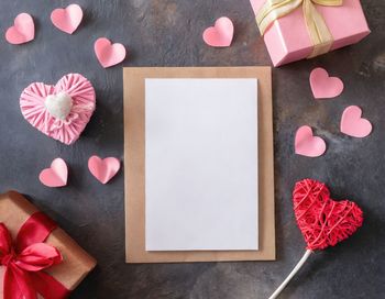 Directly above shot of heart shapes on table