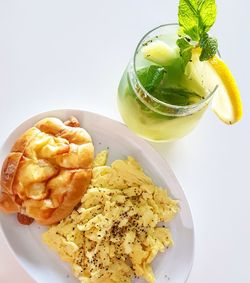 High angle view of breakfast in plate