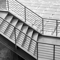 High angel view of empty steps by footpath