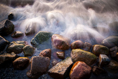 Close-up of pebbles at beach