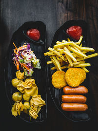 High angle view of food on table