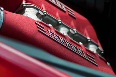 Close-up of red vintage car