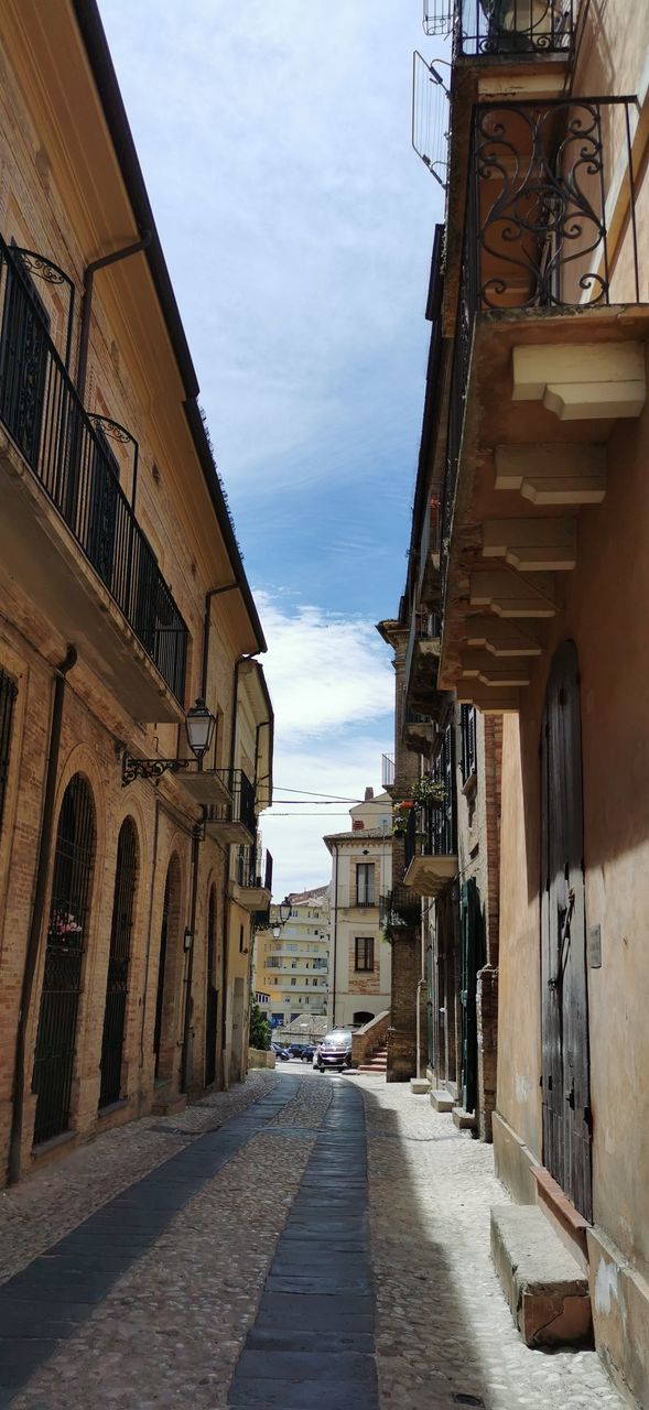 VIEW OF NARROW STREET BETWEEN BUILDINGS