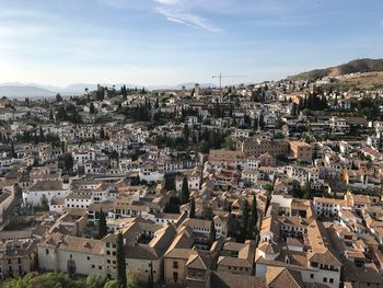 High angle view of albayzín cityscape