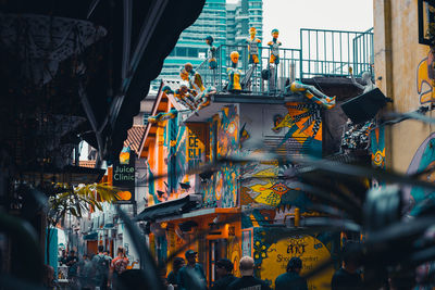 People on street in city