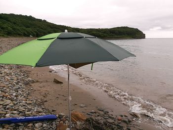 Scenic view of beach against sky