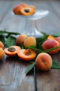 High angle view of fruits on table