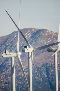 Low angle view of windmill against clear sky