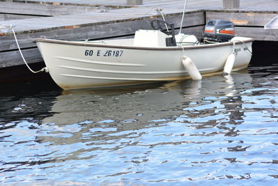 Boats moored in sea