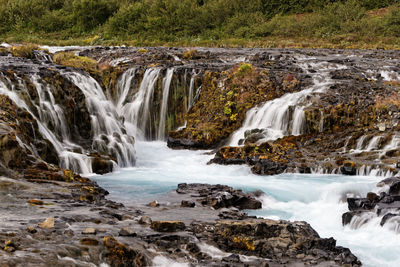 Scenic view of waterfall in forest