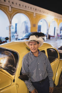 Portrait of man in car