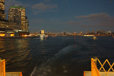 View of city at night