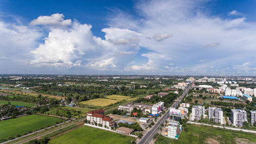 High angle view of city