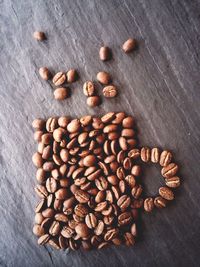 High angle view of coffee beans