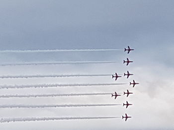 Low angle view of airplane against sky