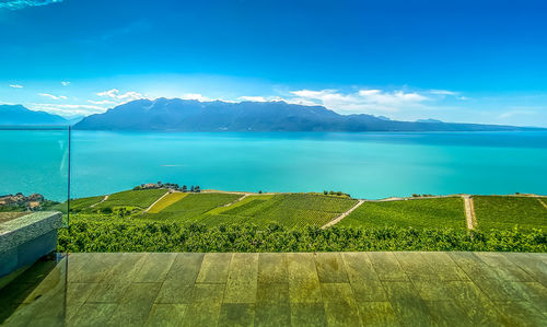 Scenic view of swimming pool against sky