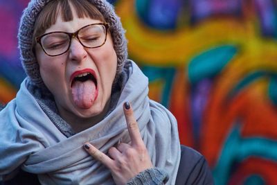 Close-up of man in snow