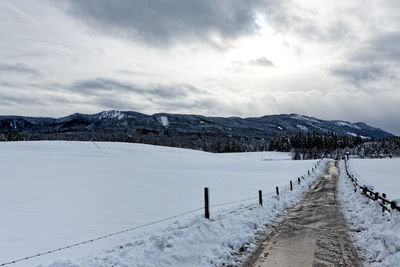 Snow covered mountain against sky