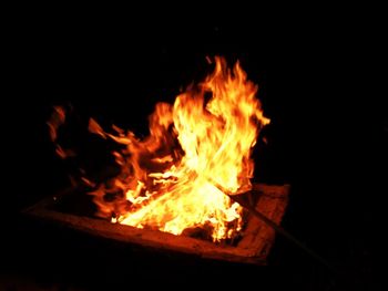 Close-up of bonfire at night