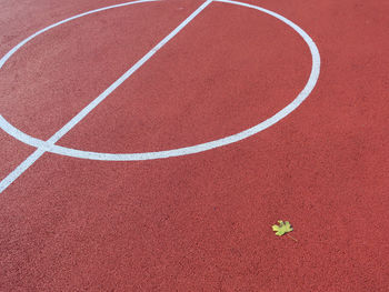 High angle view of basketball court