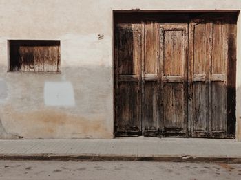 Closed door of old building