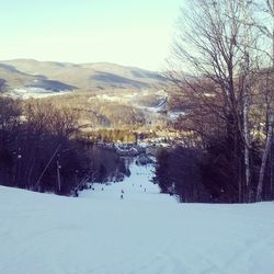 Scenic view of snow covered mountains