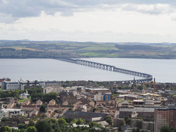 High angle view of cityscape against sky