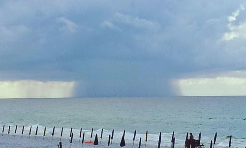 Scenic view of sea against cloudy sky