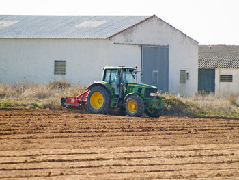 View of tractor on field