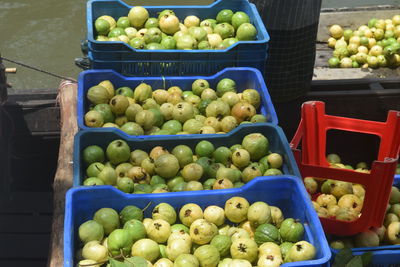 High angle view of fruits for sale in market