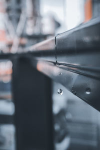 Close-up of water drops on pipe