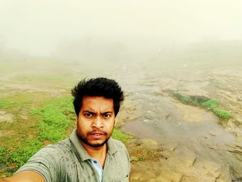 Portrait of man on mountain