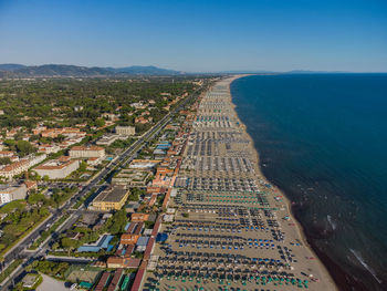 High angle view of cityscape against sky