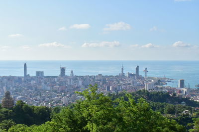 View of batumi city and sea from high